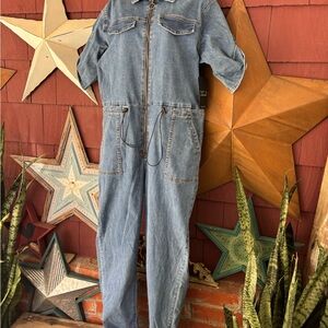 NWT American Bazi Denim Jogger Jumpsuit Large